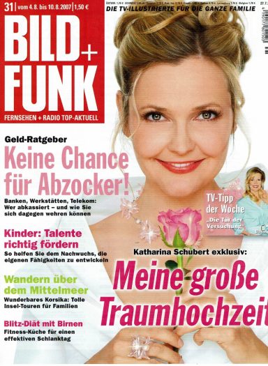 Cover der Zeitschrift "Bild + Funk" mit einer Frau und Blumenstrauß.