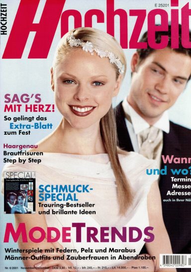 Cover der Zeitschrift "Hochzeit" mit einem Brautpaar und Modetrends.