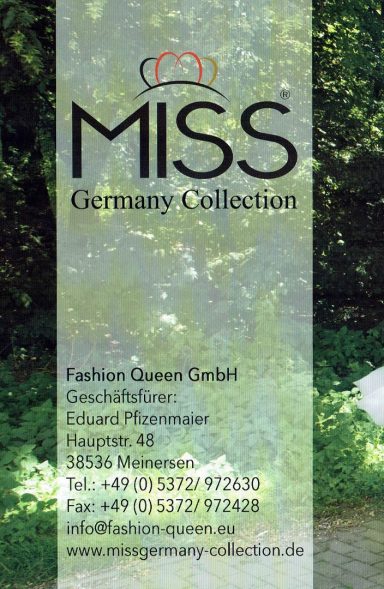 Logo und Informationen zur Miss Germany Collection von Fashion Queen.